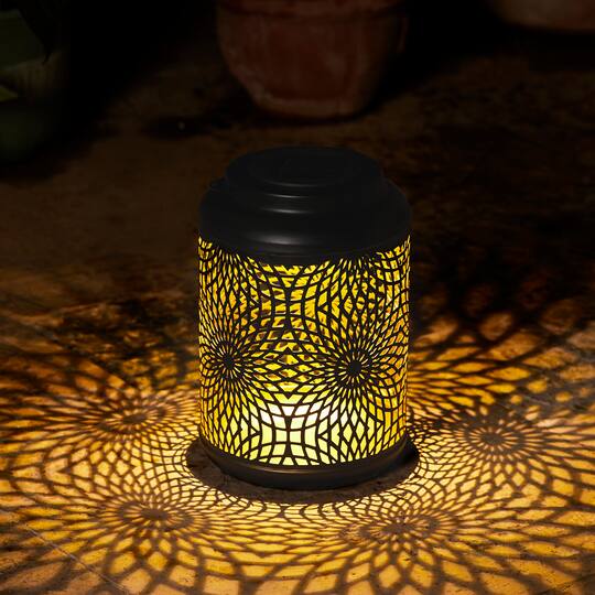 Glitzhome® 9" Cutout Metal Solar Powered Outdoor Hanging Lantern